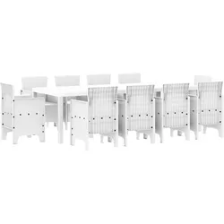 vidaXL Garten Essgruppe 11 pcs Weiß Polt Rattan