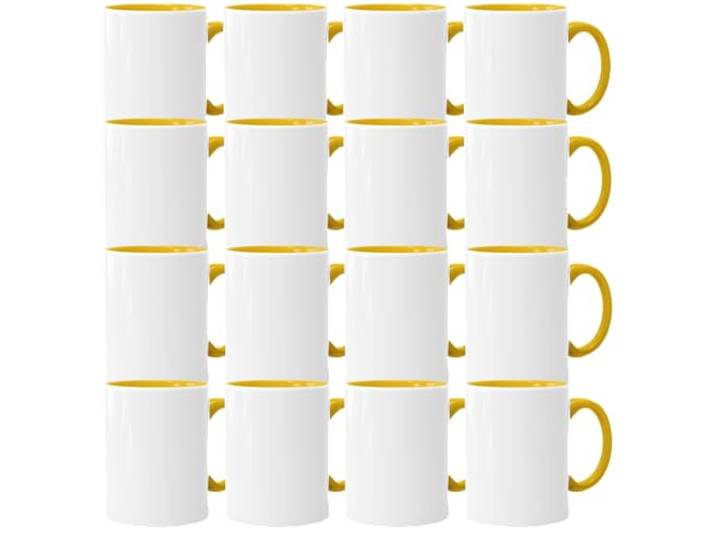 Sublimationstassen ohne Druck AAA Grade Einzeln oder im Set Fototasse für Sublimationsdruck Leere Tassen für Hitzepressen-Thermo-Sublimation (108 Stück, Gelb)