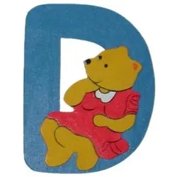 Holzbuchstabe D Bär-Design (H 10 cm) - H 10 cm