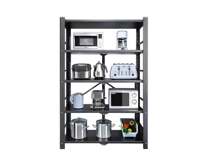 JOYBOS - Regal mit 5 Ablagen aus Metall, 73 x 37 x 155 cm, schwarz