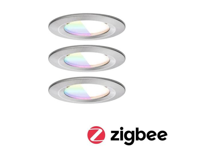 Nova Coin Smart Einbaulampe eisen Ø7,8cm RGBW 3er - Paulmann - Wohnzimmer - Aluminium