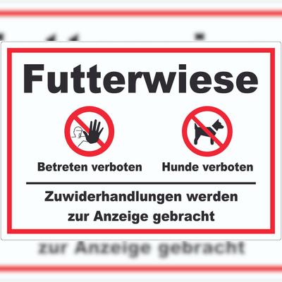 HB-Druck Futterwiese Betreten verboten Hund anleinen Aufkleber A7 (74x105mm)