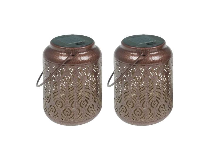 LED Solar Laterne SIYAH 2er Set 15 x 23 cm braun