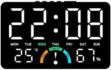 Uplift Picks Multifunction Digital Wall Clock With LED Display And Voice Control black white