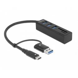 Delock 63859 USB-Hub 3 Port USB-A, microSD, SD USB 3.2 Gen1 5 GBit/s mit USB-C® Stecker Mehrfarbig 63859