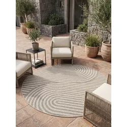 Teppich Outdoor VENTOUX in Beige, im Boho-Stil, Ø 160 cm