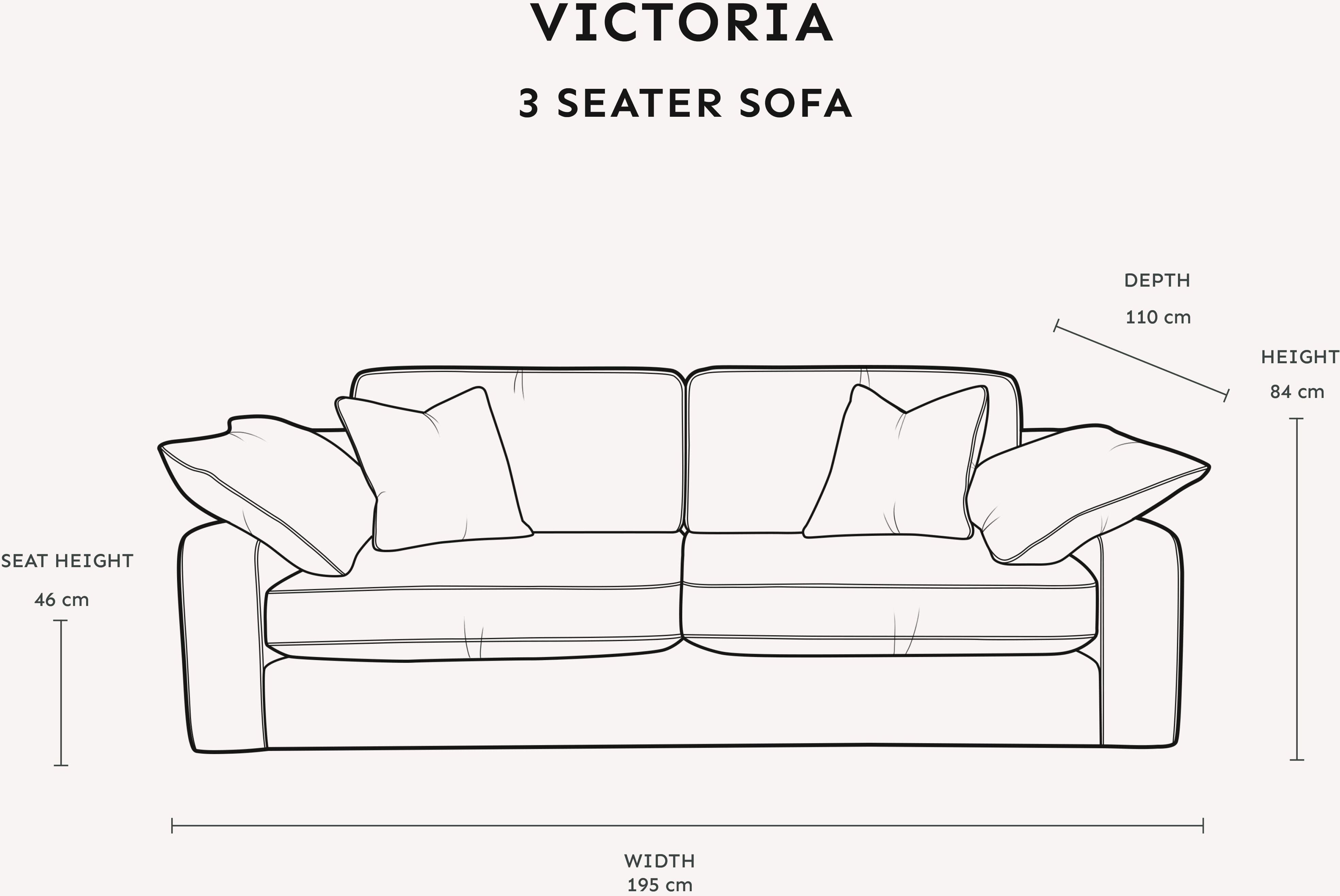 Victoria Oyster Chenille Sofa Range, 3 Seater Sofa