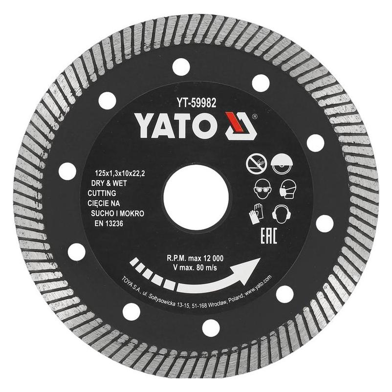 Yato TURBO-DIAMANTKLINGE FÜR Gres 125 x 22,2 mm 59982 YT-59982 (YT-59982)
