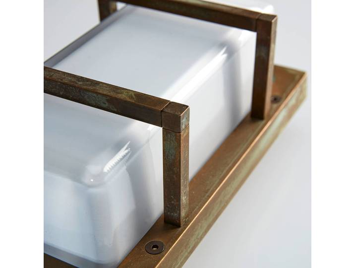 Wandlamp buiten Ice Cubic, dimbaar, brons / oud-messing, Messing