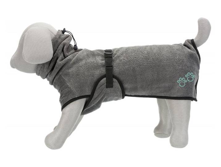 Hundebademantel TRIXIE Trixie Bademantel Frottee , grau, Baumwolle, Polyester, Tierbekleidung, Hundebademantel