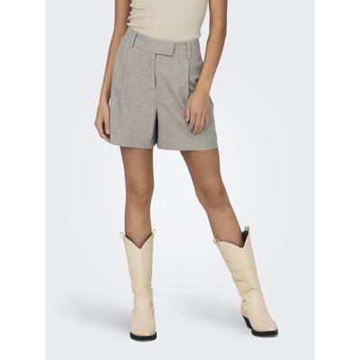 Shorts ONLY "ONLLINDA – Shorts mit hoher Taille und weitem Beinschnitt", Damen, Gr. M (38), N-Gr, braun (fungi detail), Web, Obermaterial: 97% Polyester, 3% Elasthan, unifarben, weit kurz, Hosen Shorts, Materialmix, High Waist
