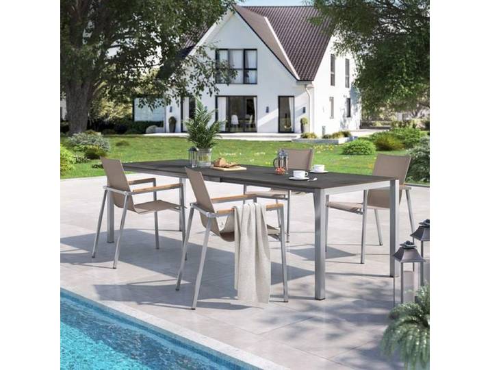 OUTLIV. Rimini Gartenmöbel-Set M (4 Plätze) Tisch 160/217/267x92cm Taupe Hellgrau