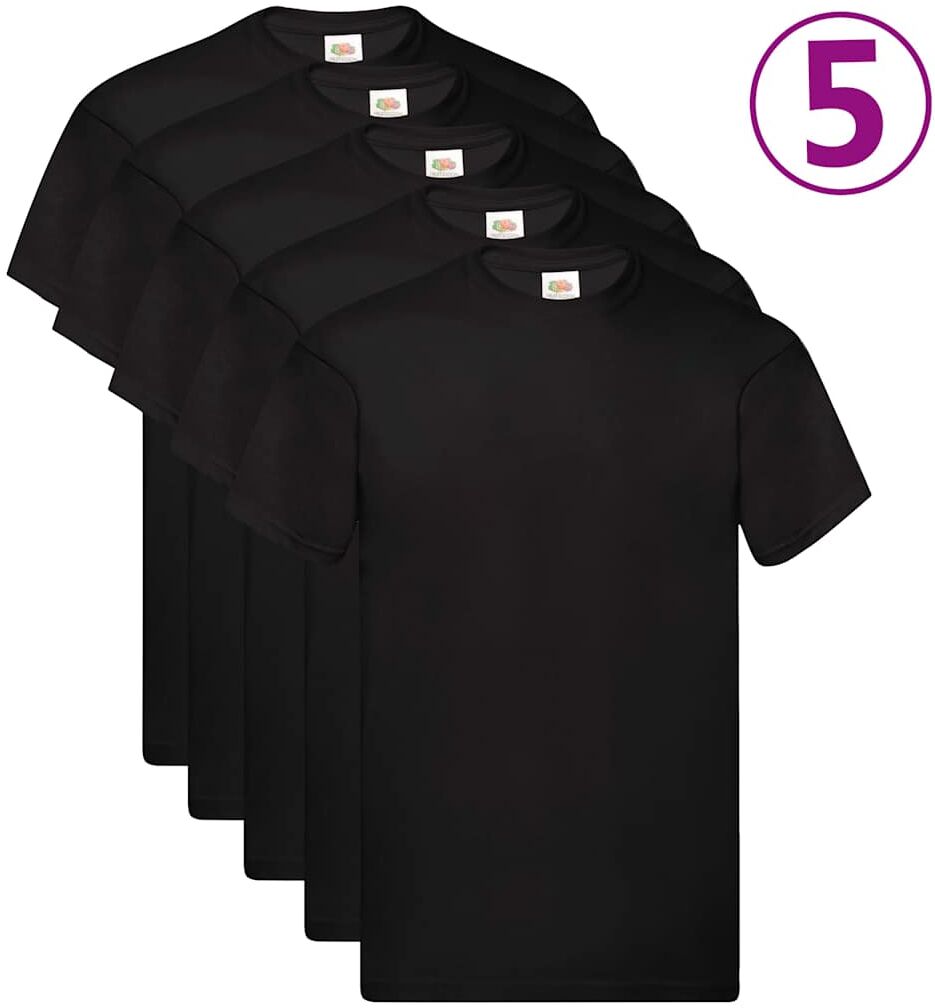 Fruit of the Loom T-shirts originaux 5 pcs Noir S Coton