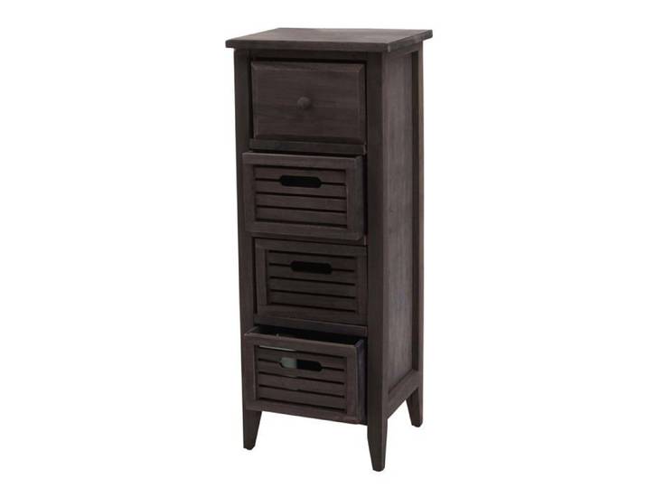 Commode petit meuble a 4 tiroirs 74x30x25 cm aspect vintage gris marron 04_0006535