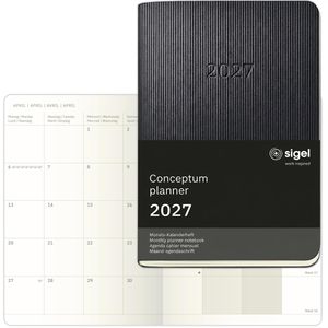 Sigel Taschenkalender C2785, Conceptum, Jahr 2027, 1 Monat auf 2 Seiten, Softcover, A6