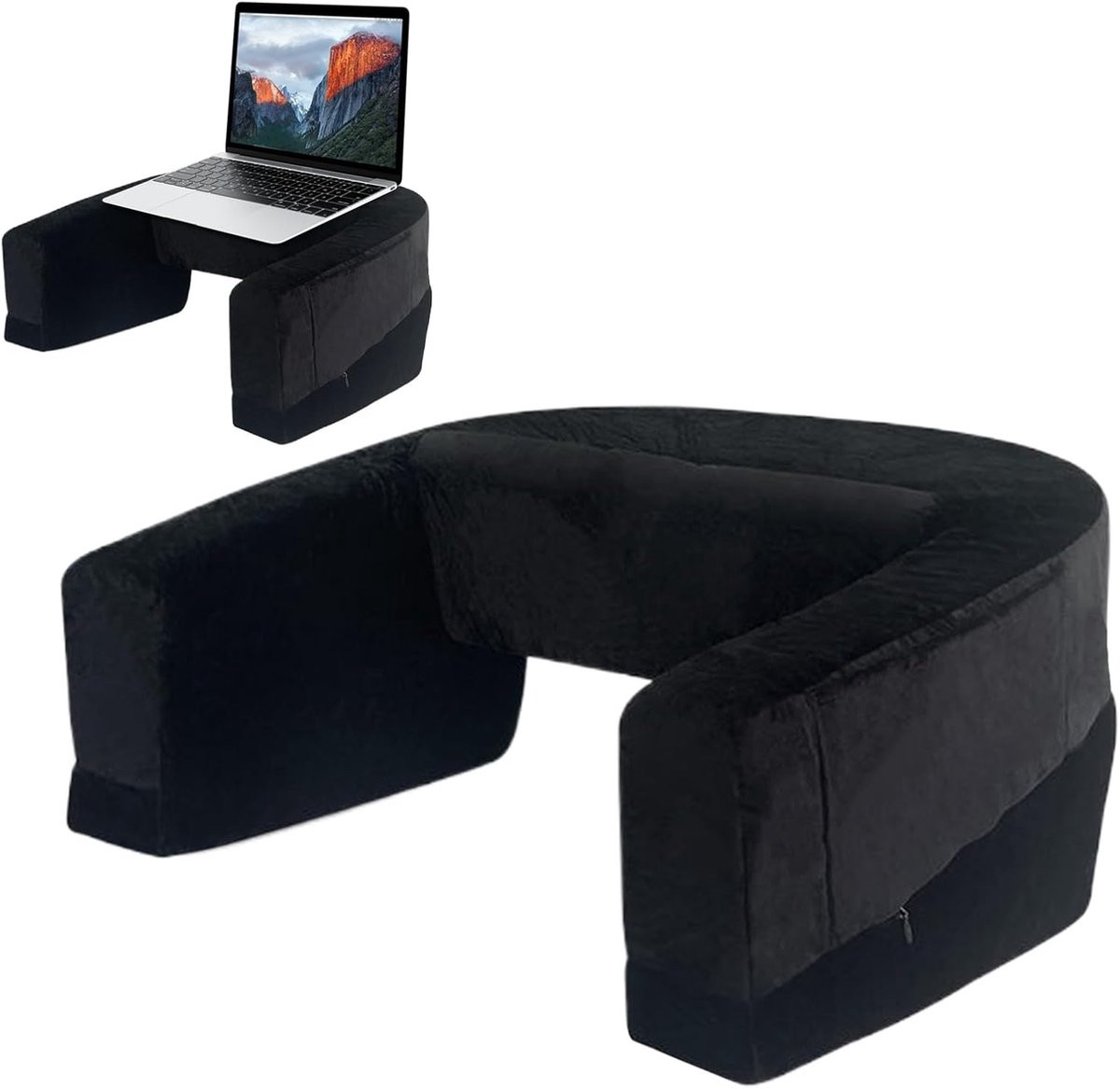 Ergonomisch laptopkussen voor op schoot met zijvak - Leeskussen voor comfortabel werken - 54 x 43 x 28 cm