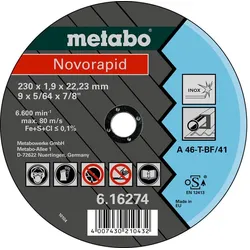 Metabo Novorapid Inox Trennscheibe, gerade Ausführung - 616273000