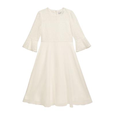 Partykleid DANAMADE "DANAMADE Dresses Mädchenkleid", Mädchen, Gr. 128, EURO, weiß (ivory), Oberteil: 95% Polyester, 5% Elasthan. Rock: 100% Polyester. Futter: 100%Polyester, Kleider Partykleid