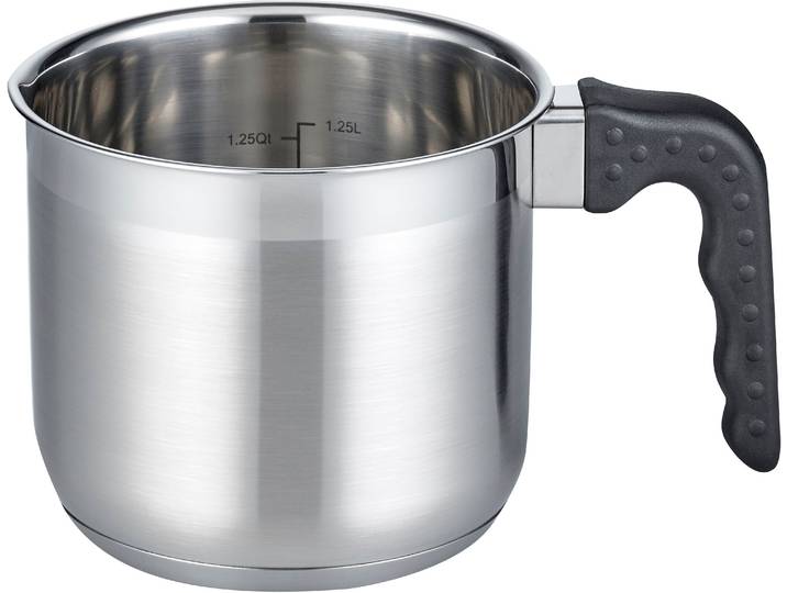 Milchtopf ELO BASIC Turmalin , grau (edelstahlfarben), B:21,5cm H:12,3cm L:22cm Ø:14cm, Töpfe, Milchtopf, Öl Dosierringe, 14 cm, Induktion