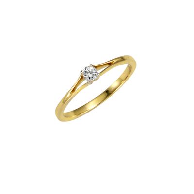 Fingerring DIAMONDS BY ELLEN K. "Gold 585 zweifarbig mit Brillant 0,10ct." Gr. 17, gelb, Fingerringe, Damen, 017 (53,5), 0,1 P2 = erkennbare Einschlüsse, Gold, Fingerring