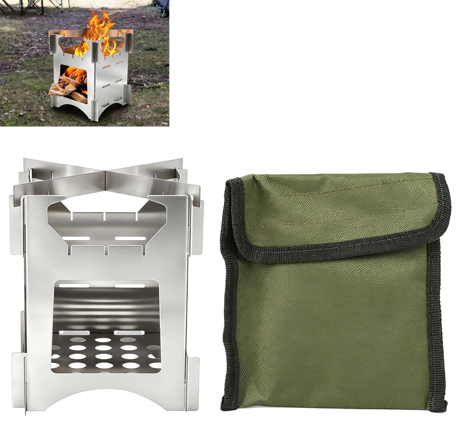 Draagbare Camping Houtkachel - Mini Vouwbare Houtkachel met Draagtas
