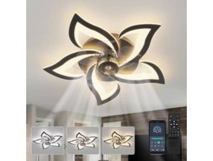 Plafonnier ventilateur - GENERIC - YUNLONG - Silencieux - Réversible - LED dimmable