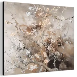 METALLBILD Mandelblüte - Kunst - Van Gogh - Beige - Abstrakt 80x60 cm