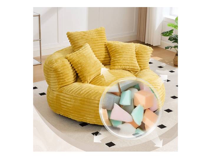 BlingBin Sitzsack Cordstoff-Sofa, Lazy Sofa (Sofa, 1 St., 108 x 108 x 52 cm), Mit drei Kissen, für Erwachsene und Kinder gleichermaßen geeignet