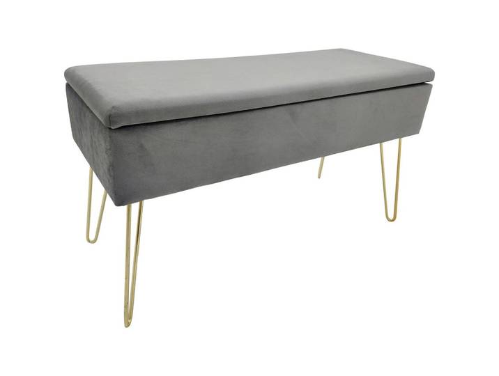 Hockerbank Scarlett Vlies Grau H: 42 cm inkl. Stauraum