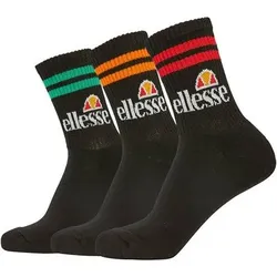 ELLESSE ellesse Unisex Sportsocken PULLO, 3 Paar - Tennissocken, Crew Socken, Logo, Größe 41-46 in Schwarz Schwarz