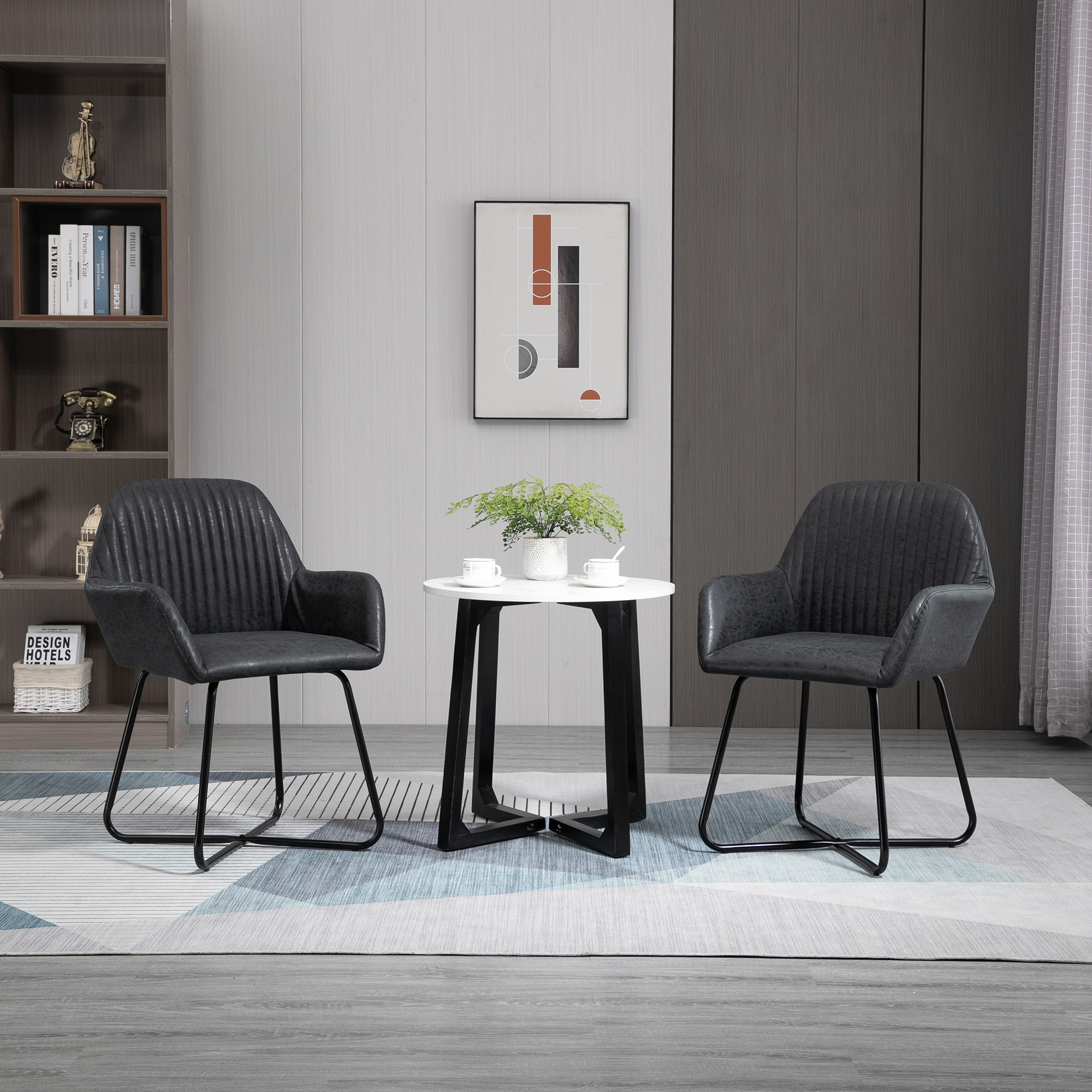 Homcom Set 2 Sedie Moderne per Sala da Pranzo, Cucina o Soggiorno, Sedie Imbottite in Similpelle Marrone 60x56.5x85cm Aosom