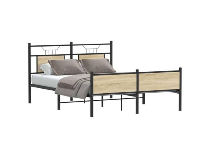 Stahlgestell mit Stauraum Schlafzimmer Bett ohne Matratze Braun 150x200 Bettgestell ohne Matratze Sonoma-Eiche 150x200 cm Holzwerkstoff mit Stauraum Metall Lattenrost Stahl Stabil
