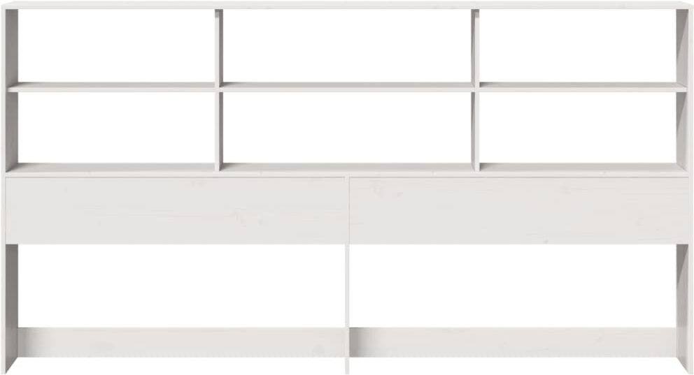 vidaXL Solid Wood Bookcase Headboard White Super King (6')