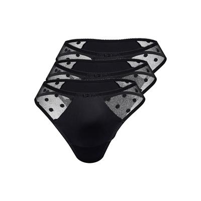 String SASSA "3er Pack String DOTTED MESH", Damen, Gr. 44, 3 Stk., schwarz, Mesh, , figurbetont, Unterhosen String