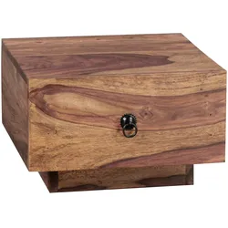 KADIMA DESIGN Design Nachttisch MUMBAI Massiv-Holz Sheesham 40x40x25 cm, Moderne Nacht-Kommode mit Schublade, Nachtschrank Natur-Holz