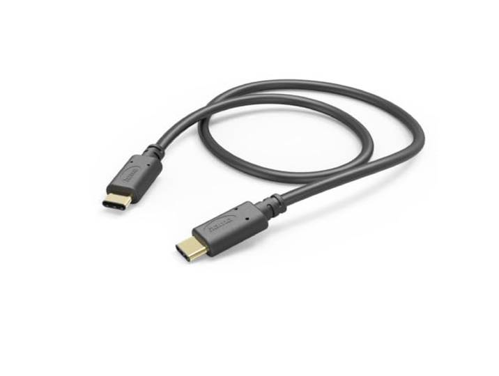 Hama USB-C-kabel stekker - USB-C stekker (3A, 20V, 480 Mbit/s, verguld, 1,5 m) zwart
