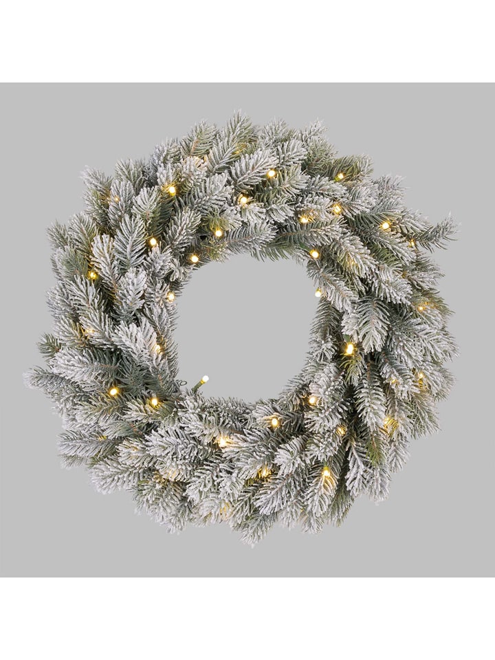 Lotti LED-Dekokranz in Grün/ Weiß - Ø 40 cm - onesize
