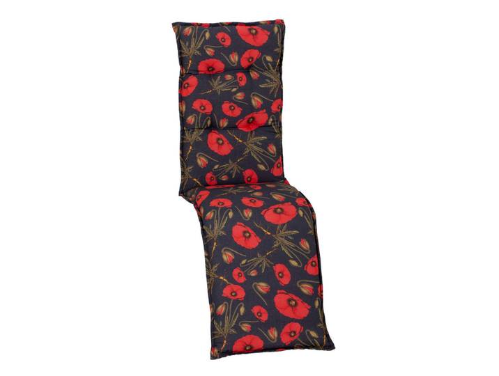 Gardenson Relaxsesselauflage, Schwarz, Textil, Blume, Füllung: Schaumstoff, Fleece,Schaumstoff, Fleece, rechteckig, 46x8x170 cm, formstabil, für den Aussenbereich geeignet, UV-beständig, mittels Bändern zu befestigen, mittels Gurtband zu befestigen, Gartenmöbel, Gartenkissen & Auflagen, Sesselauflage