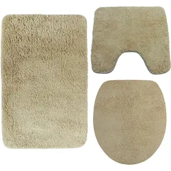 NYVI Badematte NYVISpa Lasalle  - Badezimmerteppich - Rutschfest, Saugfähig, Schnell Trocknend, Fußbodenheizung geeignet, Waschbar, Weich Farbe:Beige;Größe:Set 3-teilig