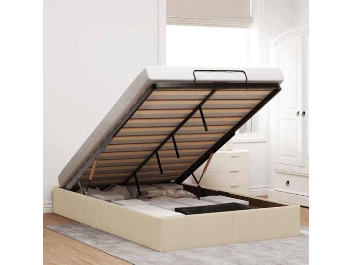 Cadre de lit ottoman - vidaxl - 1 personne - Crème - 120x200 cm - Rangement sous le lit