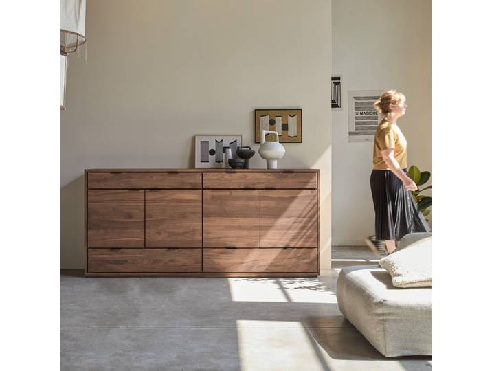 Sideboard aus massivem Nussbaum 200 cm Senson - Braun - Walnut
