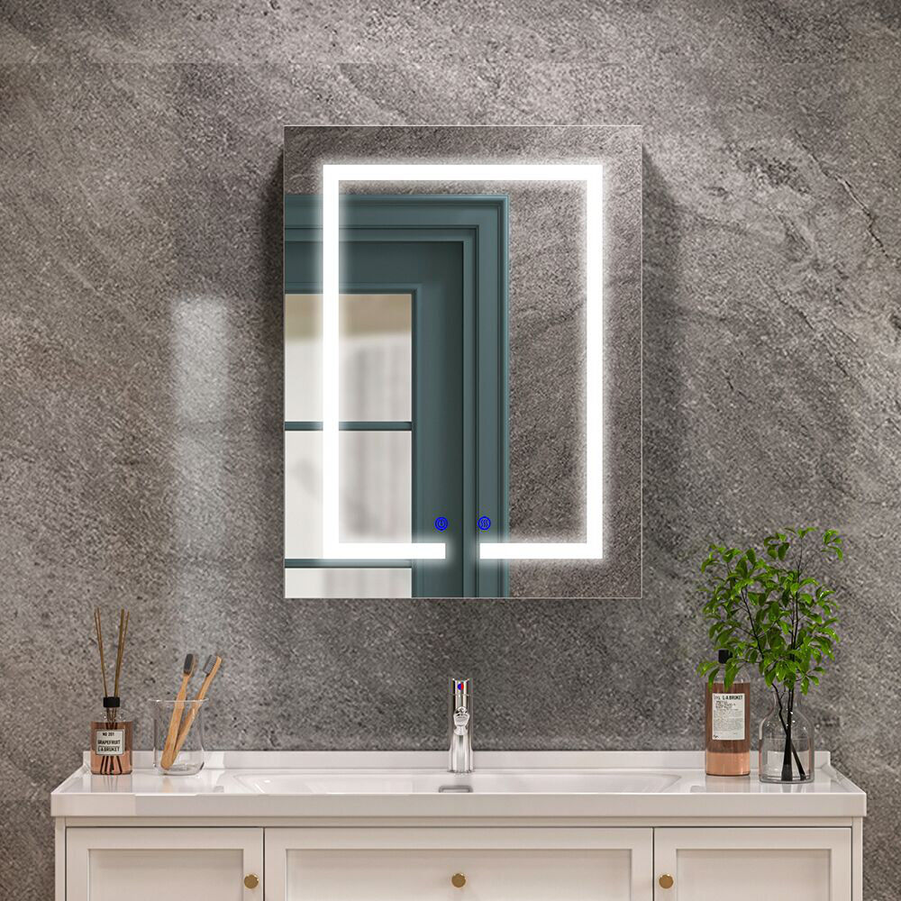 Metro Chriss Wall Mounted Mirrored Bathroom Cabinets 3 Adjustable Shelves with Mirror white 60cm H x 40cm W x 15cm D