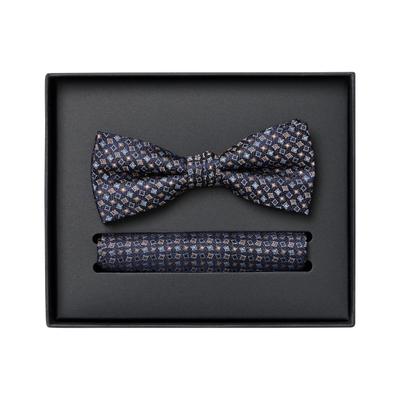 Fliege VENTI "VENTI Set aus Fliege und Einstecktuch gemustert", Herren, dunkelblau, 100% Seide, Fliegen