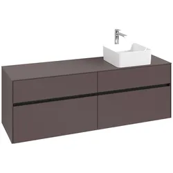 Villeroy & Boch Waschbeckenunterschrank Collaro C05100, Eckig Dark Berry, 1600x548x500mm, mit SoftClosing, 4 Auszüge, Hahnlochbohrung vorgebohrt
