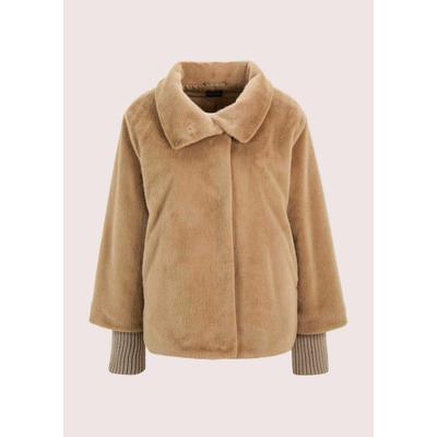 Kurzjacke MADELEINE "Kurzmantel Elegante Damenjacke in Felloptik", Damen, Gr. 40, beige (caramel), Obermaterial: 100% Polyester PES., Modern, Jacken Kurzjacke, Felloptik