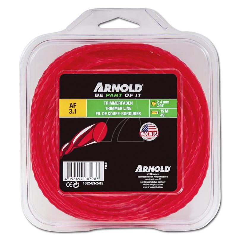 Arnold Trimmerfaden, rund, gedreht, rot, 2,4 mm, 15 m (Rasentrimmer) (1082-U3-2415)