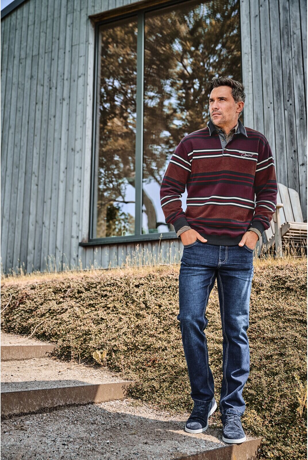 Sweatshirt BABISTA "Sweatshirt TARON", Herren, Gr. XXL, rot (dunkelrot gestreift), Obermaterial: 100% Baumwolle CO., Sweatshirts Sweatshirt