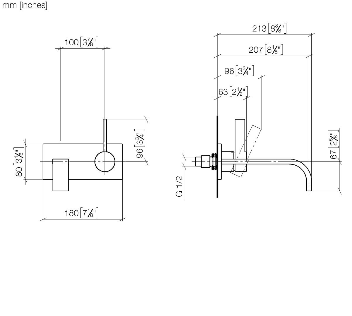 Dornbracht Waschtisch-Wandarmatur mit Abdeckplatte MEM 36864782-42
