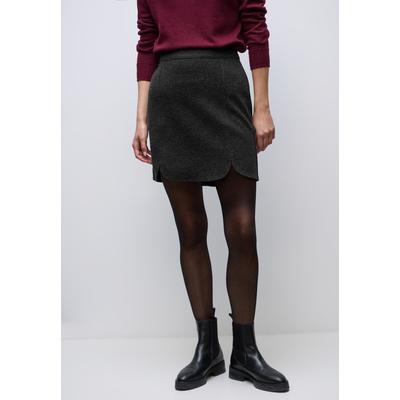 Minirock STREET ONE, Damen, Gr. 46, grau (anthrazit melange), Stoff, 90% Polyester, 10% Viskose, unifarben, comfort fit knielang, Röcke Minirock, mit Schlitz