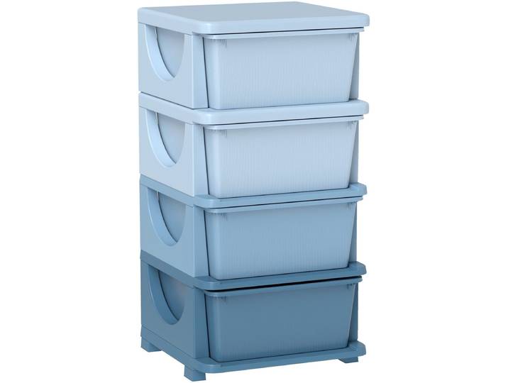 HOMCOM - Ladekast - met 4 laden - Kunststof - Blauw